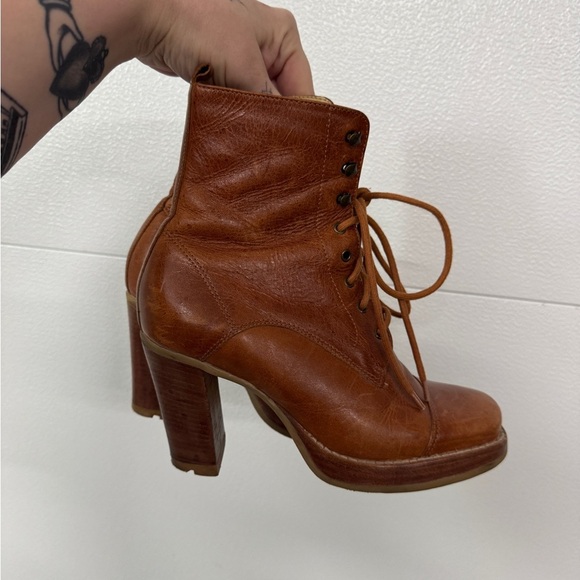 SCHUTZ Shoes - Schutz heeled y2k lace up vintage retro Brown Leather Women's Ankle Boots rare